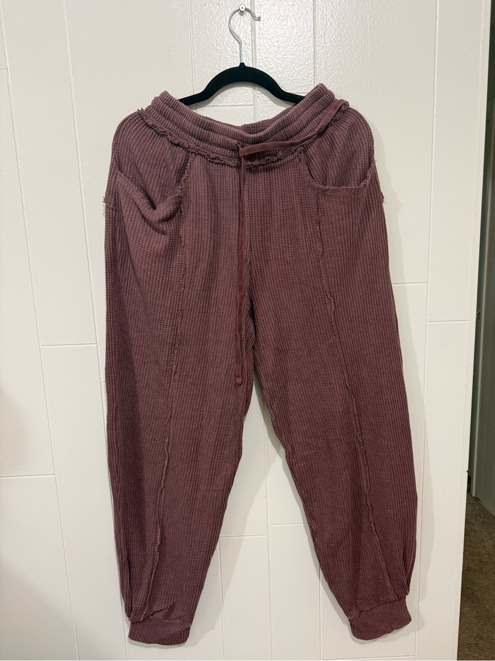 Rae Mode Cozy Waffle Knit Joggers - Mauve